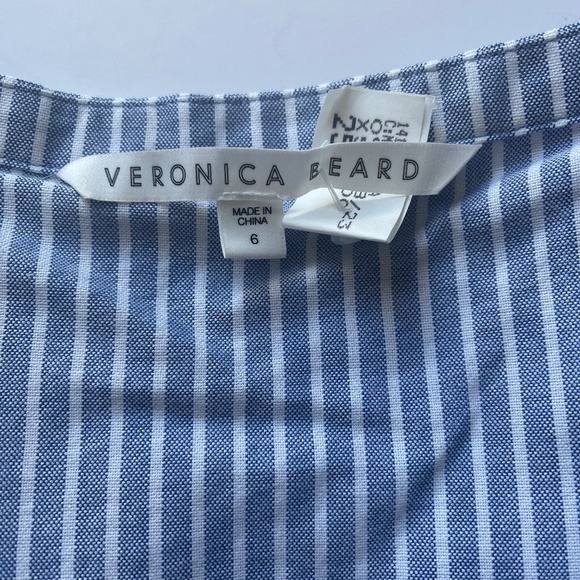 Veronica Beard Grant Multiway  Striped Ruffle Cold Shoulder Cocktail Blouse Top - Picture 10 of 11